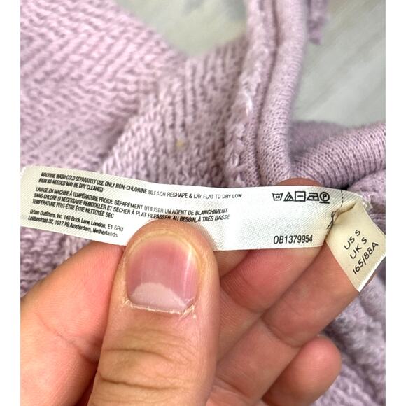 Free People Beach Women’s S Purple Rowan Henley Oversized Distressed Sweatshirt - Picture 5 of 6